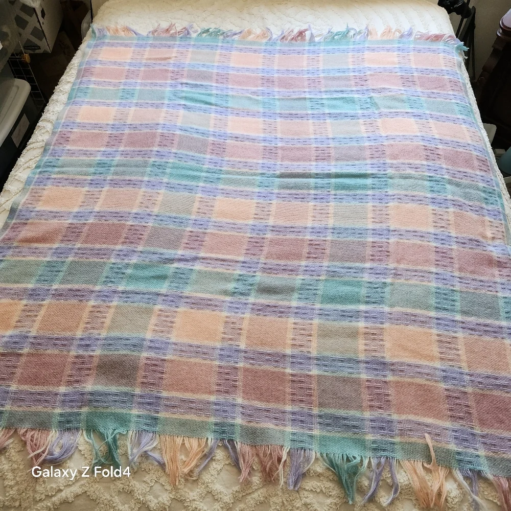 Faribault Pastel Plaid Throw Blanket - Picture 1 of 8